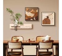 ZYZSY Arte de Pared de Madera 3D, Escultura Creativa con Jarrón Y Planta Artificial, decoración de Pared, Quadros decoração Sala, Dormitorio, Oficina(White,60 * 15cm/23.6 * 5.9in)