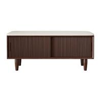 ZYZSY Banco Zapatero con estantes Ajustables y 2 Puertas correderas, Banco de almacenamianto con cojín Acolchado de Asiento, Ideal para Entrada, Dormitorio, Sala de Estar(Brown,60 * 30cm/24 * 12in)