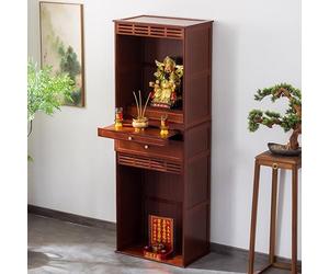 ZYZSY Gabinete de Altar Abierto con Gran Almacenamiento, Mesa de Altar de meditación de bambú de Estilo Chino, para Estudio, Sala De Meditación, Sala De Yoga(Red,60 * 172cm/23.6 * 67.7in)