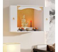 ZYZSY Gabinete de Altar Budista de Madera, Mesa de Altar para Meditación Personal con Almacenamiento de Doble Puerta, para Estudio, Sala De Meditación, Sala De Yoga(White,40cm/15.7in)