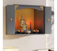 ZYZSY Gabinete de Altar Budista de Madera, Mesa de Altar para Meditación Personal con Almacenamiento de Doble Puerta, para Estudio, Sala De Meditación, Sala De Yoga(Grey,40cm/15.7in)