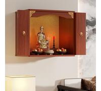 ZYZSY Gabinete de Altar Budista de Madera, Mesa de Altar para Meditación Personal con Almacenamiento de Doble Puerta, para Estudio, Sala De Meditación, Sala De Yoga(Red,40cm/15.7in)