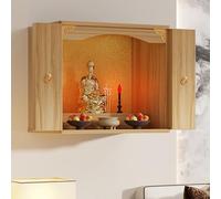 ZYZSY Gabinete de Altar Budista de Madera, Mesa de Altar para Meditación Personal con Almacenamiento de Doble Puerta, para Estudio, Sala De Meditación, Sala De Yoga(Wood,40cm/15.7in)