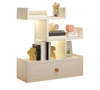 ZYZSY Librero de Escritorio, Estante Libros de Madera, Oficina Organizador Libros con Cajones, Estantería de Escritorio con cajón, para Comedor, Dormitorio(White)