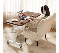 ZYZSY Mesa Auxiliar para Portátil Regulable en Altura 65-95cm, Mesa Sobrecama con Ruedas Bloqueables, Móvil y Ergonómica, para Dormitorio, Salón, Hospital(Brown,120 * 60cm/47 * 24in)