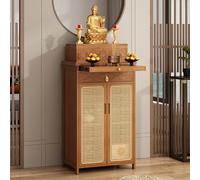 ZYZSY Mesa de Altar de bambú de 2 Niveles con cajón para meditación y rituales, Mesa de Incienso para prácticas espirituales, Soporte de Santuario, Consola de Entrada(Brown,62cm/24.4in)