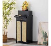 ZYZSY Mesa de Altar de bambú de 2 Niveles con cajón para meditación y rituales, Mesa de Incienso para prácticas espirituales, Soporte de Santuario, Consola de Entrada(Black,52cm/20.5IN)