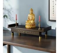ZYZSY Mesa de Altar de meditación de bambú de Estilo Chino, Mueble de Santuario Budista con Estante de Almacenamiento, para Oraciones, Adivinación, Adoración(BrownA,66cm/26in)