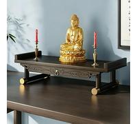 ZYZSY Mesa de Altar de meditación de bambú de Estilo Chino, Mueble de Santuario Budista con Estante de Almacenamiento, para Oraciones, Adivinación, Adoración(BrownB,66cm/26in)