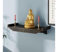 ZYZSY Mesa de Altar de meditación de bambú de Estilo Chino, Mueble de Santuario Budista con Estante de Almacenamiento, para Oraciones, Adivinación, Adoración(BrownC,66cm/26in)