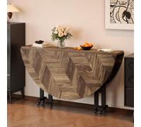 ZYZSY Mesa de Cocina Plegable, con 6 Ruedas, Mesas Redonda Plegable Pequeña,Mesas Auxiliar con Alas Abatibles, para Cocina, Comedor, Patio y Banquetes(130cm/51.2in)