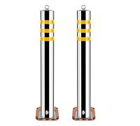 ZYZSY Pilona bolardo de Metal con Base removible, Bolardo De Seguridad De Acero Inoxidable con Tiras Reflectantes, Uso Industrial, Comercial y Privado(Yellow-2pcs,7.6 * 75cm/3 * 35in)