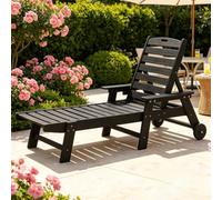 ZYZSY Tumbonas con Reposabrazos y Posiciones, Sillon de Madera con Portavasos - Adecuada para Niños Pequeños a Partir de 18 Meses, Silla de Playa Ligera para Parque, jardín(Black)