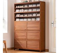 ZYZSY Zapatero de bambú Independiente, Zapatero Alto con Puertas Plegables, Mueble Zapatero Organizador Gran Capacidad, para Salón Entrada Pasillo(Brown,110 * 170cm/43.4 * 66.9in)