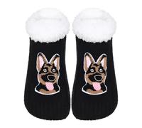 ZYZX Calcetines de Andar por Casa con Dibujos animados Perro Calcetines Antideslizantes Mujer Invierno Forrados de Lana Lindo Calcetines Zapatillas Divertidos Regalos