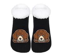 ZYZX Calcetines de Andar por Casa con Dibujos animados Perro Calcetines Antideslizantes Mujer Invierno Forrados de Lana Lindo Calcetines Zapatillas Divertidos Regalos