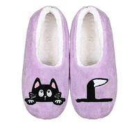 ZYZX Zapatillas Casa Mujer,Calcetines Antideslizante con Forro Polar cálida Invierno,Regalos para las Amantes de los Gatas