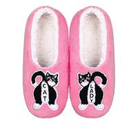 ZYZX Zapatillas de Bailarina de Casa para Mujer con Forro de Sherpa ,Zapatillas con Suela Suave de Estar por Casa,Regalos para los Amantes de los Gatas