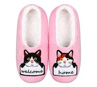ZYZX Zapatillas de Estar por Casa,Cerradas Calcetines Mujer con Suela Antideslizante Suave Invierno para Casa,Regalos para Amantes de los Gatas