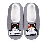 ZYZX Zapatillas de Estar por Casa,Cerradas Calcetines Mujer con Suela Antideslizante Suave Invierno para Casa,Regalos para Amantes de los Gatas
