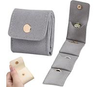 Zyzzephyr Mini Travel Jewelry Roll Bag With Buckle, Small Jewelry Bag Mini Travel Pouch, Elegant Foldable Divided Case With Buckle For Earrings, Rings, Necklaces (Gray)