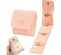 Zyzzephyr Mini Travel Jewelry Roll Bag With Buckle, Small Jewelry Bag Mini Travel Pouch, Elegant Foldable Divided Case With Buckle For Earrings, Rings, Necklaces (Pink)