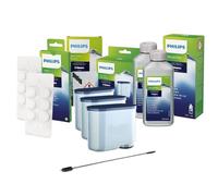 ZZ-Clan - Set de cuidado grande para Philips Saeco - 500 ml descalcificador CA6700, 12 desengrasantes de café CA6704, 6 limpiadores circulatorios de leche CA67053, 3 filtros de agua de repuesto para