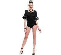ZZ DISFRAZZES | Body o maillot Sevillana con Volante Lunar negro y blanco para mujer (Talla L)
