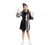 ZZ DISFRAZZES | Disfraz de Payasa Terrorífica blanco y negro para niña (3-4 años)