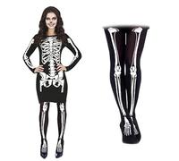 ZZ DISFRAZZES | Disfraz Esqueleto Mujer, Kit Disfraz Esqueleto con Medias para Mujer - Halloween (Talla M)