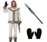 ZZ DISFRAZZES | Disfraz Esquimal Hombre, Kit de Nieve Adulto Carnaval - Traje Disfraz Esquimal con accesorios para Carnaval (Talla XXXL)