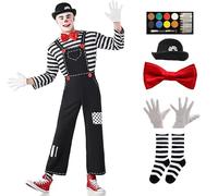 ZZ DISFRAZZES | Disfraz Mimo Hombre, Kit de Hombre Adulto Carnaval - Conjunto Disfraz Mimo con accesorios para Carnaval (Talla M/L)
