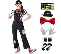 ZZ DISFRAZZES | Disfraz Mimo Mujer, Kit de Mujer Adulta Carnaval - Conjunto Disfraz Mimo con accesorios para Carnaval (Talla M/L)