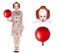 ZZ DISFRAZZES | Disfraz Payaso Asesino Mujer, Kit Payasa Terrorífica con Accesorios - Disfraz Payasa Asesina Halloween (Talla S)