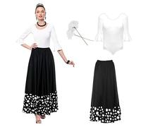 ZZ DISFRAZZES | Disfraz Sevillana Mujer, Kid Flamenca Blanco y Negro con accesorios - Vestido Sevillana, Disfraz Feria de Abril, Carnaval y Fiestas Temáticas (Talla S)