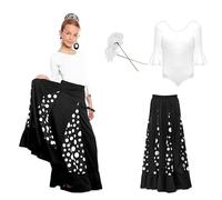 ZZ DISFRAZZES | Disfraz Sevillana Niña, Kid Flamenca Blanco y Negro con accesorios - Vestido Sevillana, Disfraz Feria de Abril, Carnaval y Fiestas Temáticas (Talla 2 años)