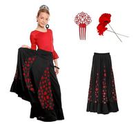 ZZ DISFRAZZES | Disfraz Sevillana Niña, Kid Flamenca con accesorios - Vestido Sevillana, Disfraz Feria de Abril, Carnaval y Fiestas Temáticas (Talla 8 años)