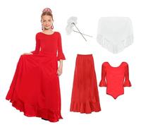 ZZ DISFRAZZES | Disfraz Sevillana Niña, Kid Flamenca Premium con accesorios - Vestido Sevillana, Disfraz Feria de Abril, Carnaval y Fiestas Temáticas (Talla 12 años)