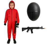 ZZ DISFRAZZES | Disfraz Soldado Niño, Kit Disfraz Soldado Mono Rojo Infantil Carnaval - Mono Rojo, Traje Guardia con accesorios para Carnaval (7-9 años)