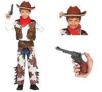 ZZ DISFRAZZES | Disfraz Vaquero Niño, Kit de Seriff Infantil Carnaval - Disfraz Vaquero Salvaje Oeste con accesorios para Carnaval (3-4 Años)