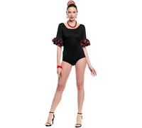 ZZ DISFRAZZES | Maillot Sevillana con Volante Lunar negro y rojo para mujer (Talla XL)