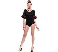 ZZ DISFRAZZES Maillot Sevillana con Volante Lunar Negro y Rojo Talla XL