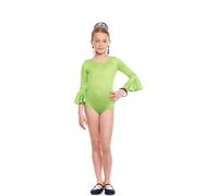 ZZ DISFRAZZES Partilandia | Body o maillot Sevillana Licra con Volante verde para niña (Talla 10 años)