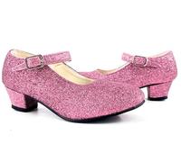 ZZ DISFRAZZES | Zapato Sevillana con tacón Rosa Purpurina para Niña y Mujer (30)
