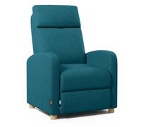 ZZ DON DESCANSO - Sillon Relax Reclinable Tela Verona (63x74x105cm). Sillón Reclinable Compacto con Reposapiés, Apertura Push, 2 Posiciones y Posición Cero, Butaca Reclinable hasta 160º (Azul)