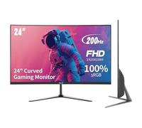 ZZA Monitor curvado de 24 pulgadas de 200 Hz y 144 Hz, monitores de juegos de computadora FHD1080p, 2800R, visualización VA con biseles ultrafinos, puertos HDMI/DP, inclinación ajustable, eyecare