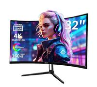 ZZA Monitor curvado para juegos de 32 pulgadas, pantalla 4K UHD VA (3840 x 2160p) 1500R, pantalla de computadora de 144Hz/160Hz, compatible con AMD Freesync, 120% sRGB, instalaciones de pared HDR10