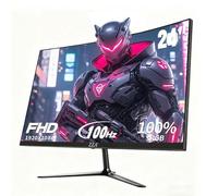 ZZA Monitor curvo de 24 pulgadas, 100 Hz FHD (1920 × 1080P) 120% sRGB FreeSync, monitores de computadora sin marco completo en tres lados, VESA HDMI, 1 puerto VGA, 1 filtro de luz azul, monitor de PC