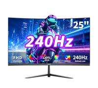 ZZA Monitor Curvo para Juegos de 24.5 Pulgadas 3000R 240Hz Pantalla de PC Full HD 1080P, HDMI 2.0, VGA, Soporte de Pared Compatible con 75 x 75 mm