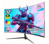 ZZA Monitor Curvo para Juegos Fhd 1080P De 32" hasta 240 Hz, 1500R, 1 Ms, 99% De Resolución, Srgb, AMD Freesync Premium, 2 Hdmi 2.0 | 2 DP 1.4, Color Negro.
